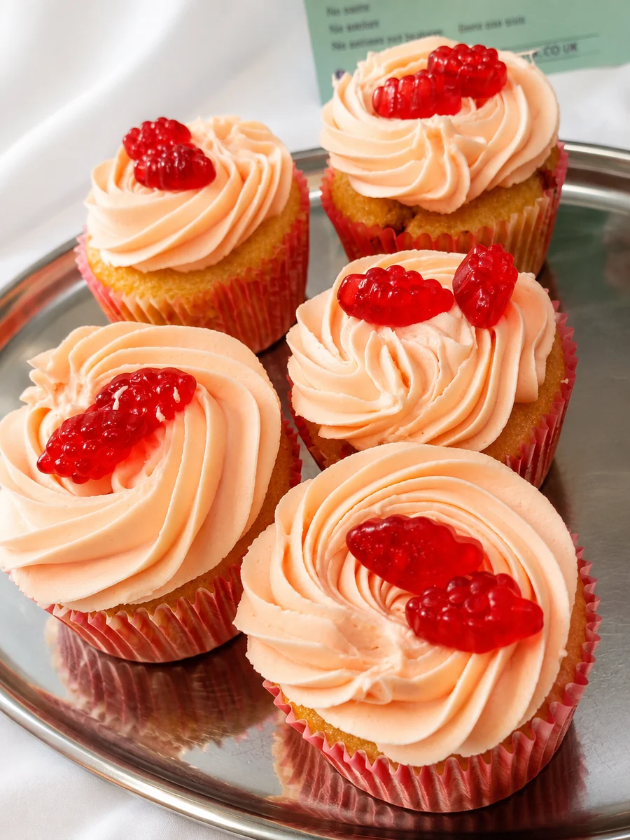 Pink iced cupcakes from Clair's